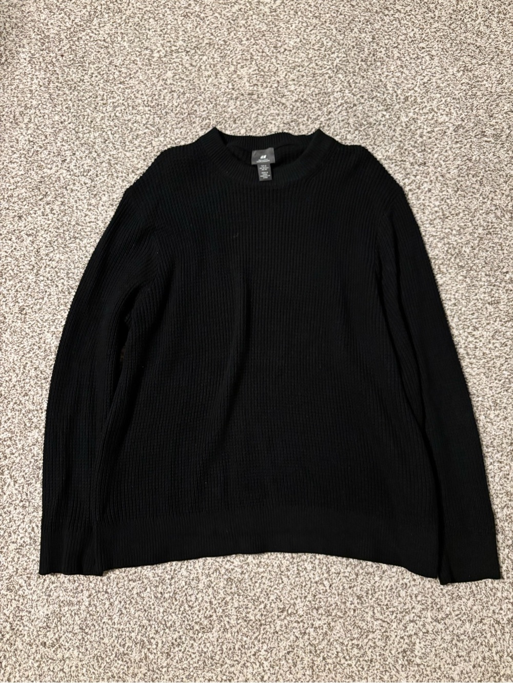 Men’s Black Crewneck Ribbed Sweater - H&M - size XL